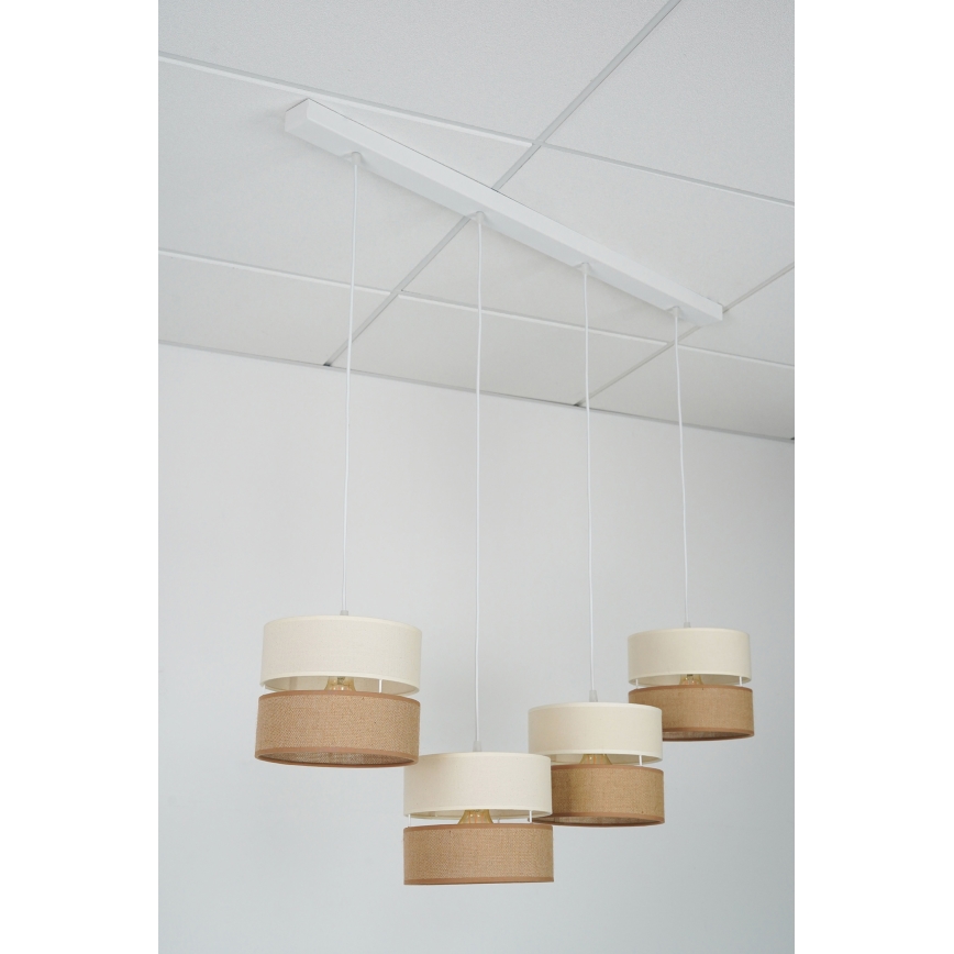 Brilagi - Luster na sajli ROYAL YUTE 4xE27/15W/230V bež/krem/bijela