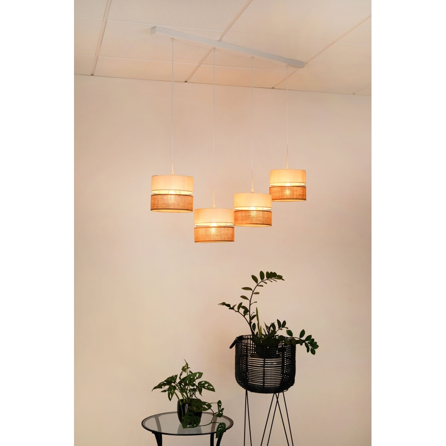 Brilagi - Luster na sajli ROYAL YUTE 4xE27/15W/230V bež/krem/bijela