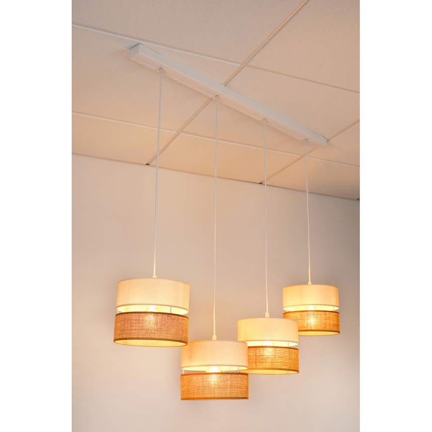 Brilagi - Luster na sajli ROYAL YUTE 4xE27/15W/230V bež/krem/bijela
