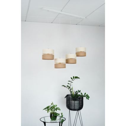 Brilagi - Luster na sajli ROYAL YUTE 4xE27/15W/230V bež/krem/bijela
