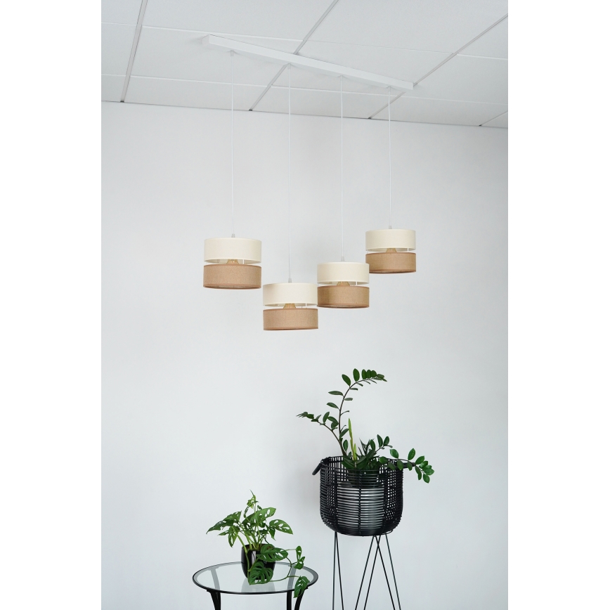 Brilagi - Luster na sajli ROYAL YUTE 4xE27/15W/230V bež/krem/bijela