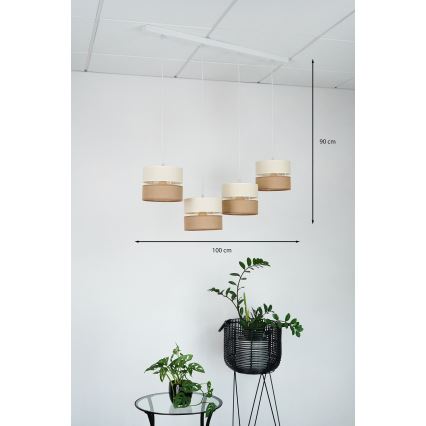 Brilagi - Luster na sajli ROYAL YUTE 4xE27/15W/230V bež/krem/bijela
