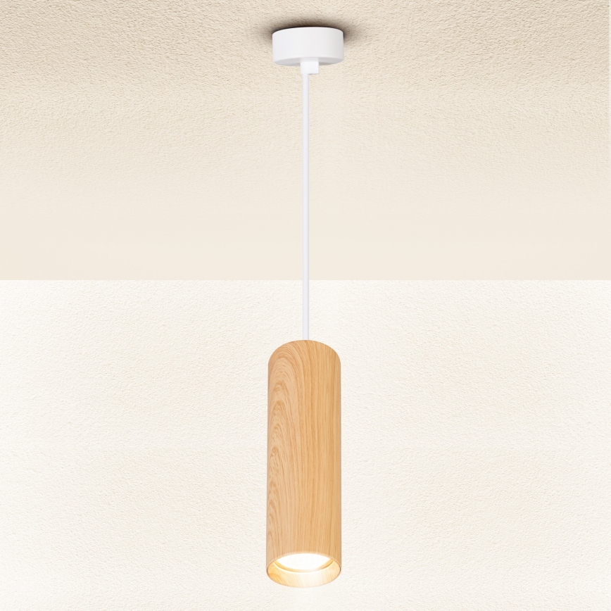 Brilagi - Luster na sajli SELE 1xGU10/30W/230V bijela/dekor hrasta