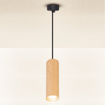 Brilagi - Luster na sajli SELE 1xGU10/30W/230V crna/dekor hrasta