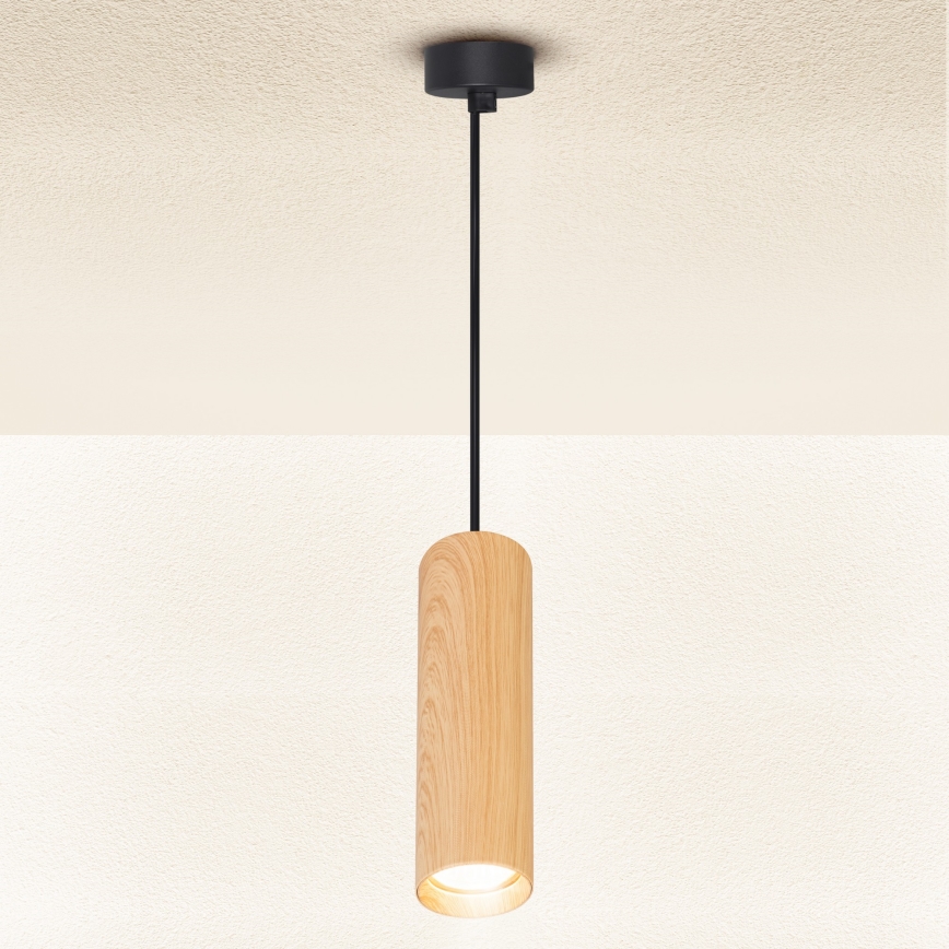 Brilagi - Luster na sajli SELE 1xGU10/30W/230V crna/dekor hrasta