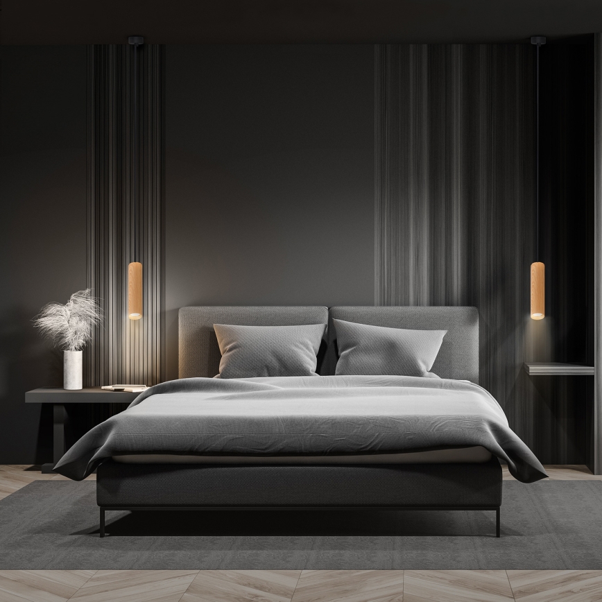 Brilagi - Luster na sajli SELE 1xGU10/30W/230V crna/dekor hrasta