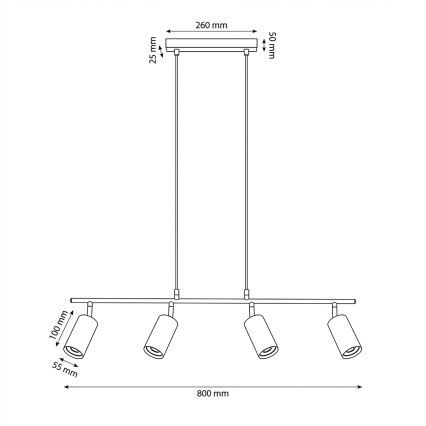 Brilagi - Luster na sajli SELE 4xGU10/30W/230V crna