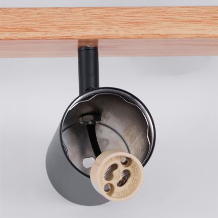 Brilagi - Luster na sajli SELE 6xGU10/30W/230V crna/dekor hrasta