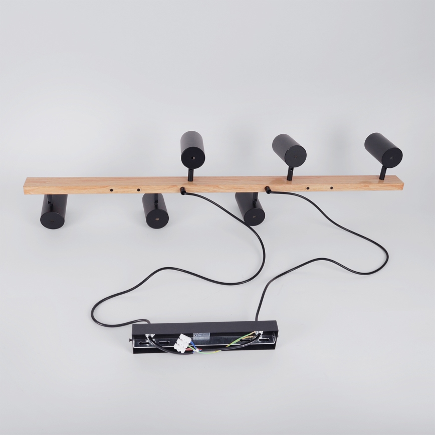 Brilagi - Luster na sajli SELE 6xGU10/30W/230V crna/dekor hrasta