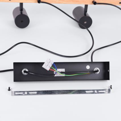 Brilagi - Luster na sajli SELE 6xGU10/30W/230V crna/dekor hrasta