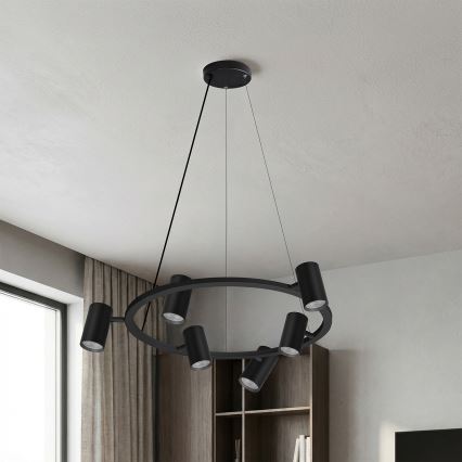 Brilagi - Luster na sajli SELE 6xGU10/30W/230V crna