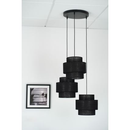Brilagi - Luster na sajli SPACE YUTE 3xE27/15W/230V crna