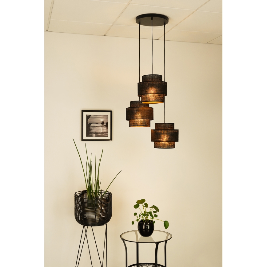 Brilagi - Luster na sajli SPACE YUTE 3xE27/15W/230V crna