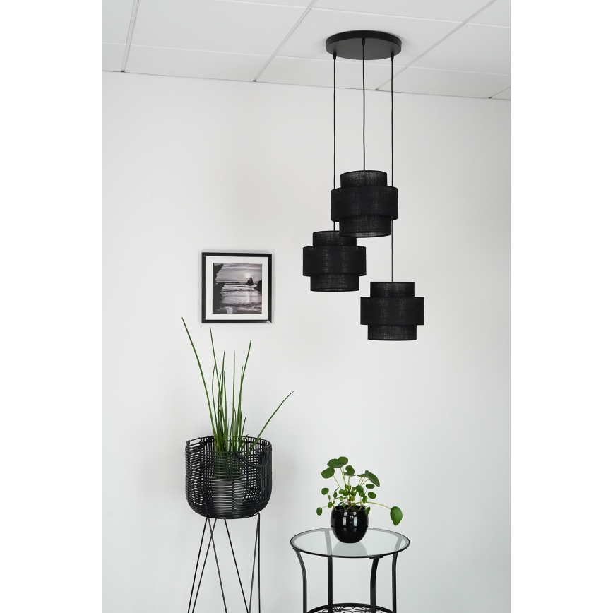 Brilagi - Luster na sajli SPACE YUTE 3xE27/15W/230V crna