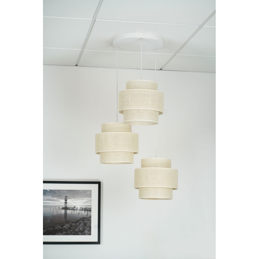 Brilagi - Luster na sajli SPACE YUTE 3xE27/15W/230V krem/bijela