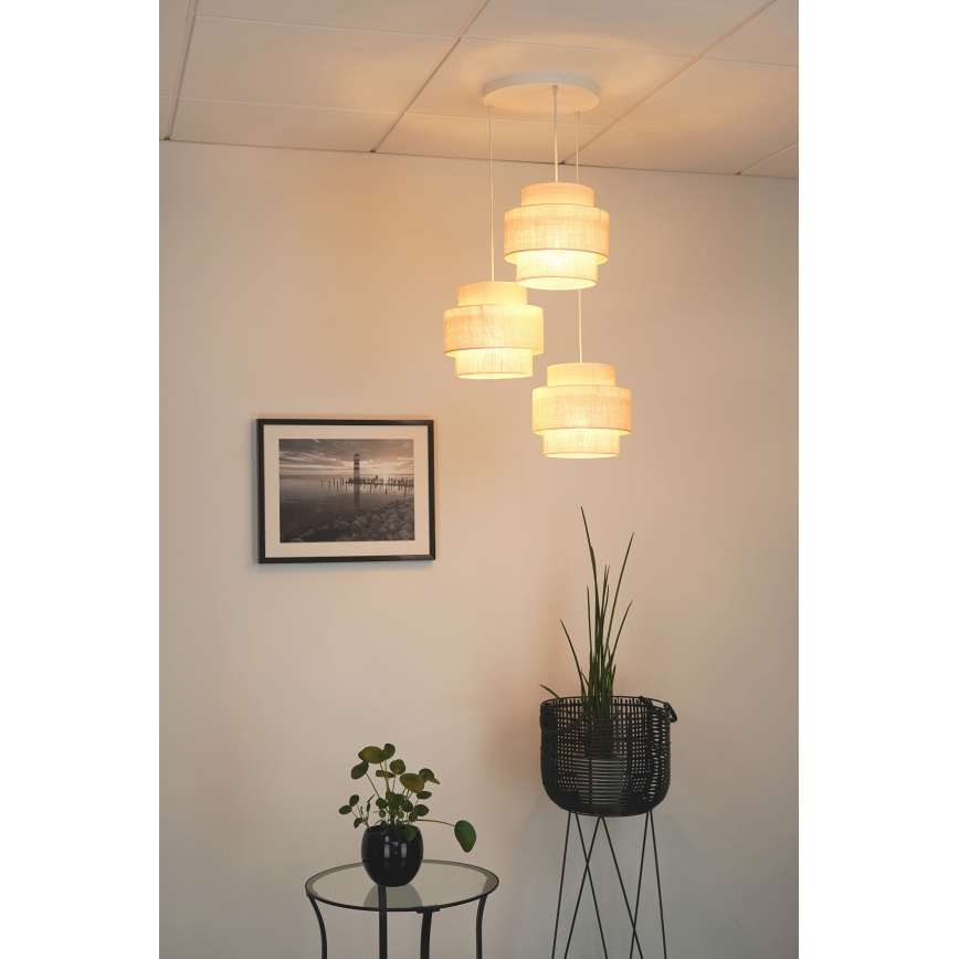 Brilagi - Luster na sajli SPACE YUTE 3xE27/15W/230V krem/bijela