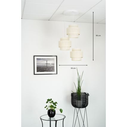 Brilagi - Luster na sajli SPACE YUTE 3xE27/15W/230V krem/bijela