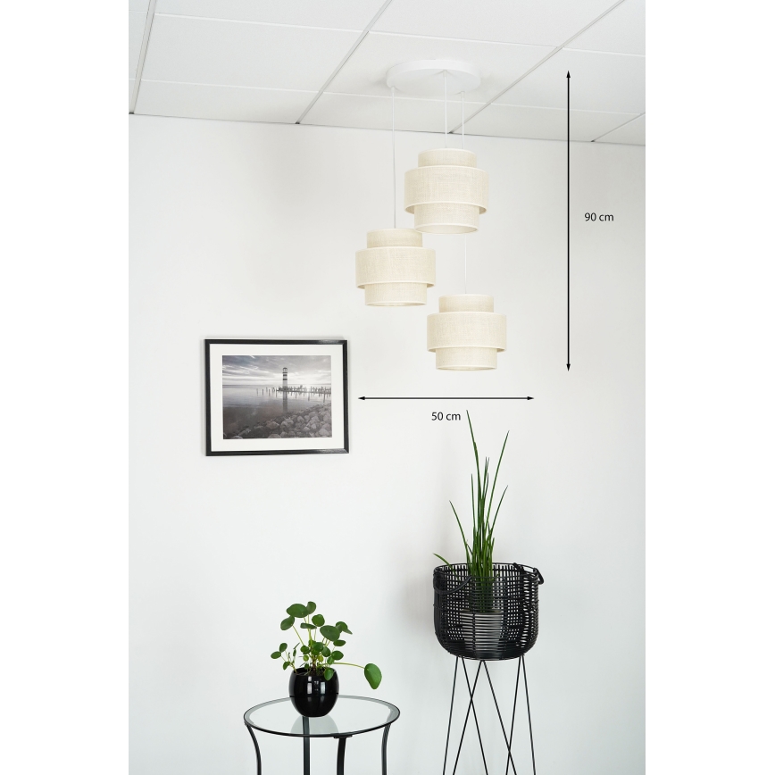 Brilagi - Luster na sajli SPACE YUTE 3xE27/15W/230V krem/bijela