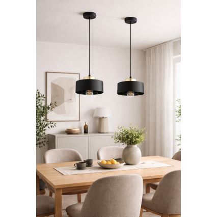 Brilagi - Luster na sajli SPRING 1xE27/60W/230V pr. 20 cm crna/zlatna