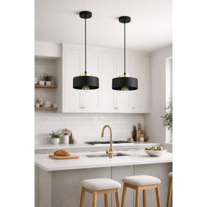 Brilagi - Luster na sajli SPRING 1xE27/60W/230V pr. 20 cm crna/zlatna