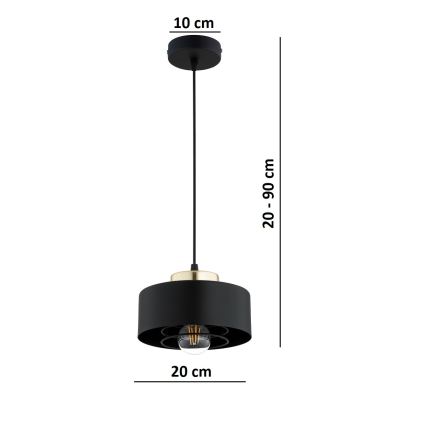 Brilagi - Luster na sajli SPRING 1xE27/60W/230V pr. 20 cm crna/zlatna