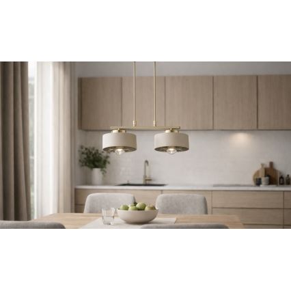 Brilagi - Luster na sajli SPRING 2xE27/60W/230V bež/zlatna