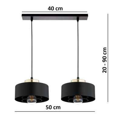 Brilagi - Luster na sajli SPRING 2xE27/60W/230V crna/zlatna