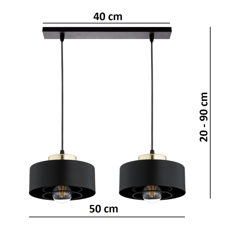 Brilagi - Luster na sajli SPRING 2xE27/60W/230V crna/zlatna
