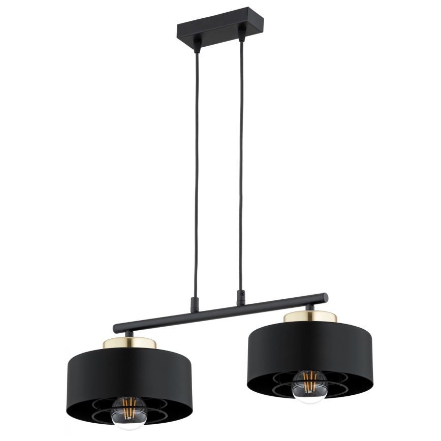 Brilagi - Luster na sajli SPRING 2xE27/60W/230V crna/zlatna