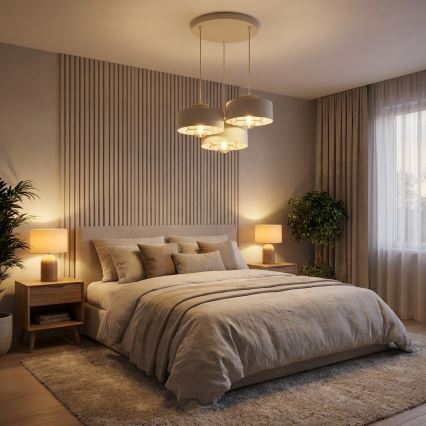 Brilagi - Luster na sajli SPRING 3xE27/60W/230V bež/zlatan