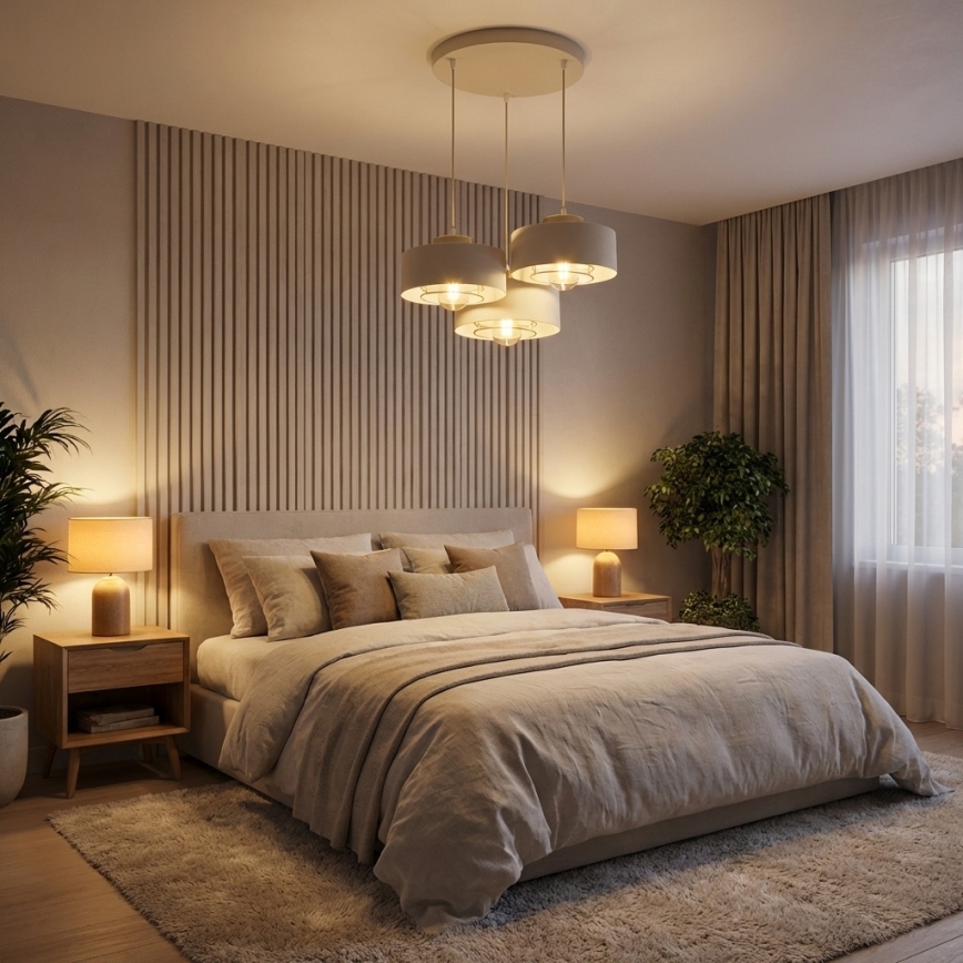 Brilagi - Luster na sajli SPRING 3xE27/60W/230V bež/zlatan