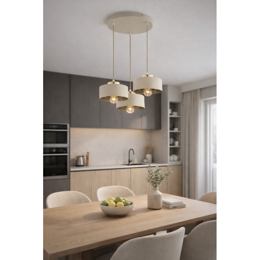 Brilagi - Luster na sajli SPRING 3xE27/60W/230V bež/zlatan