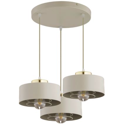 Brilagi - Luster na sajli SPRING 3xE27/60W/230V bež/zlatan