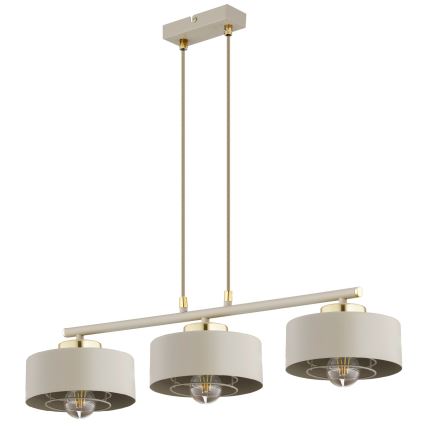 Brilagi - Luster na sajli SPRING 3xE27/60W/230V bež/zlatna