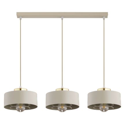Brilagi - Luster na sajli SPRING 3xE27/60W/230V bež/zlatni