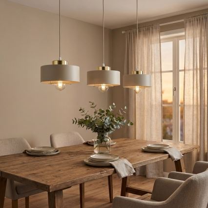 Brilagi - Luster na sajli SPRING 3xE27/60W/230V bež/zlatni