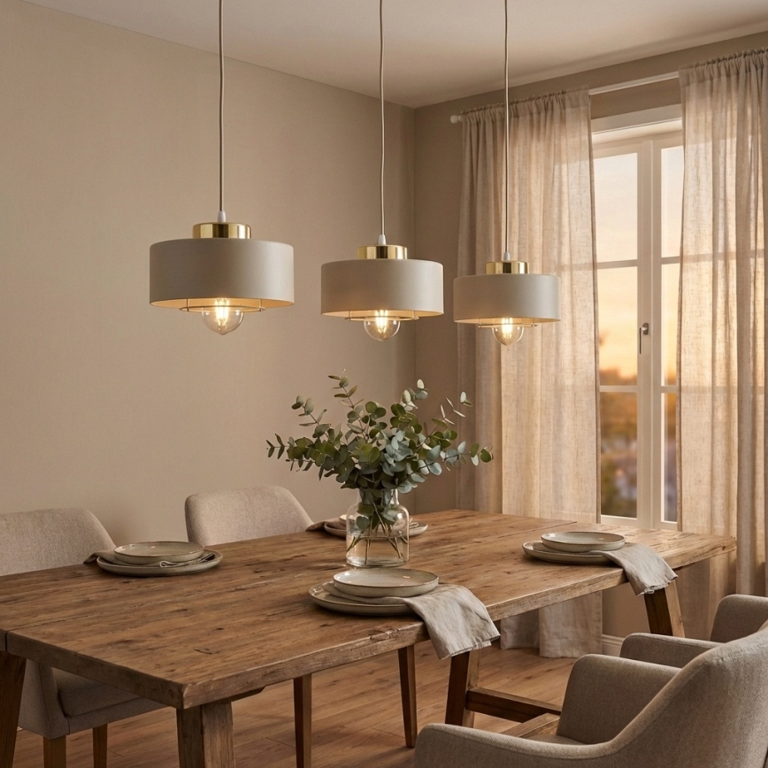 Brilagi - Luster na sajli SPRING 3xE27/60W/230V bež/zlatni
