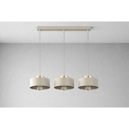 Brilagi - Luster na sajli SPRING 3xE27/60W/230V bež/zlatni
