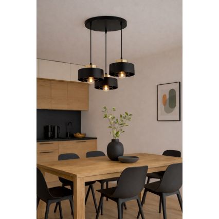 Brilagi - Luster na sajli SPRING 3xE27/60W/230V crna/zlatna