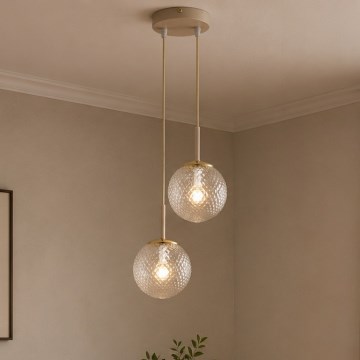 Brilagi - Luster na sajli STELLA 2xE27/60W/230V bež/zlatna