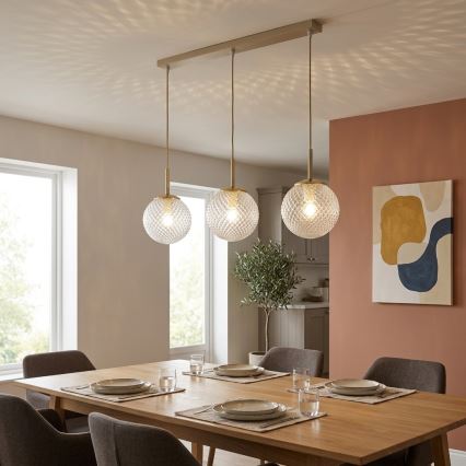 Brilagi - Luster na sajli STELLA 3xE27/60W/230V bež/zlatna