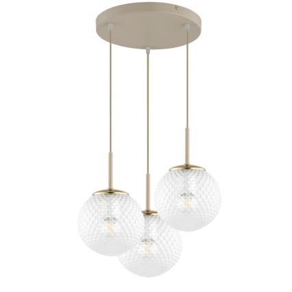 Brilagi - Luster na sajli STELLA 3xE27/60W/230V bež/zlatni