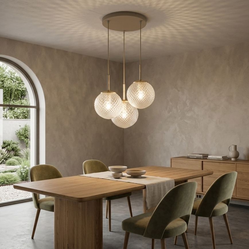 Brilagi - Luster na sajli STELLA 3xE27/60W/230V bež/zlatni