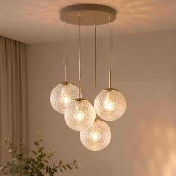 Brilagi - Luster na sajli STELLA 4xE27/60W/230V bež/zlatna