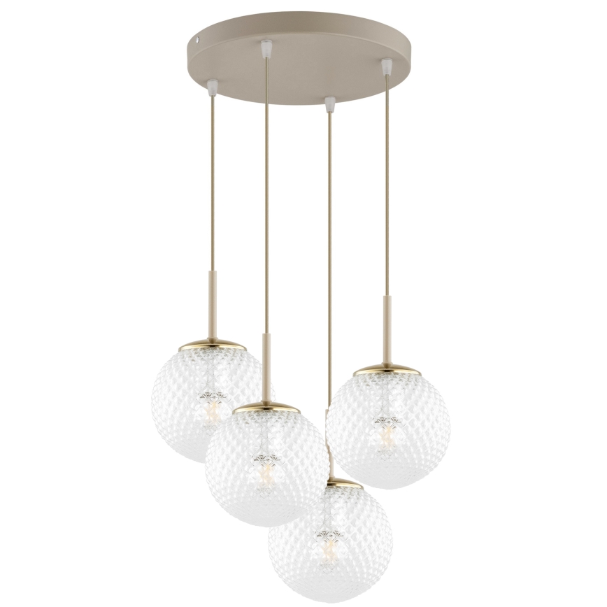 Brilagi - Luster na sajli STELLA 4xE27/60W/230V bež/zlatna