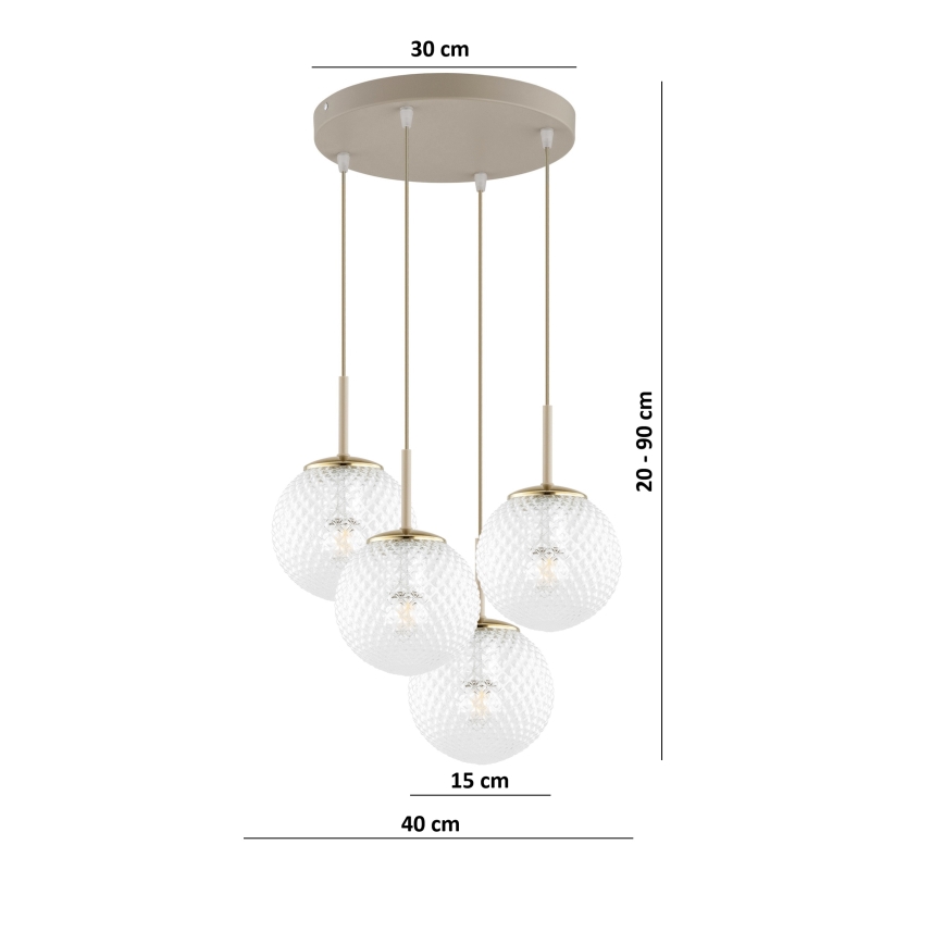 Brilagi - Luster na sajli STELLA 4xE27/60W/230V bež/zlatna