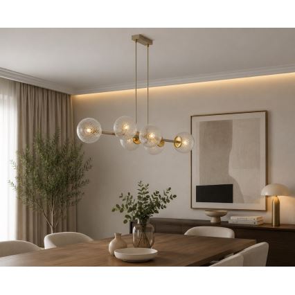 Brilagi - Luster na sajli STELLA 6xE27/60W/230V bež/zlatna