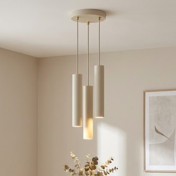 Brilagi - Luster na sajli TUBE 3xGU10/15W/230V bež/zlatna