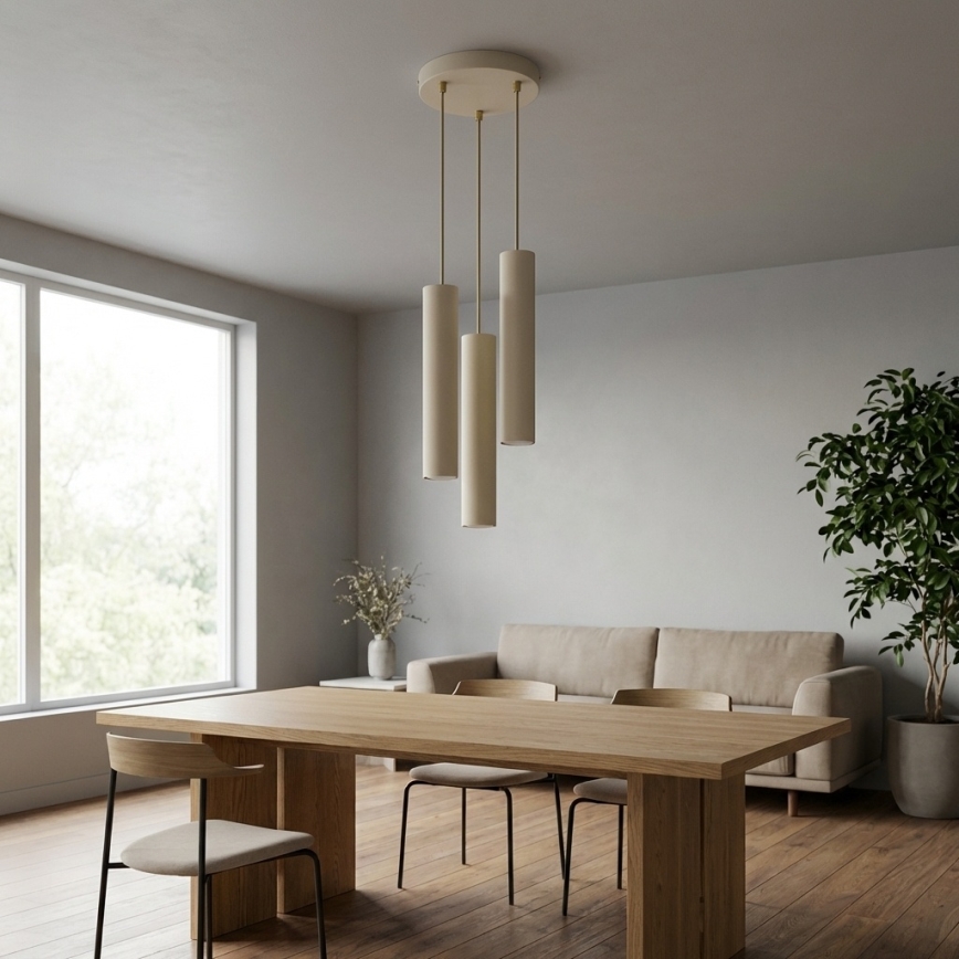 Brilagi - Luster na sajli TUBE 3xGU10/15W/230V bež/zlatna