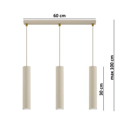 Brilagi - Luster na sajli TUBE 3xGU10/15W/230V bež/zlatna